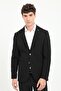 Men's Slim Fit Mono Collar Black Jacket - 2