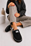 Lora Women's Suede Textured Fur Lined Embroidery Detailed Warm Soft Sole House Slippers Stc1335 - 3