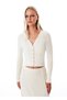Knitted Detail Mine Button Beige Knitwear Cardigan - 4
