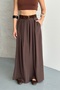 Women's Brown Belted High Waist Relaxed Fit Wide Leg Woven Palazzo Trousers - 2