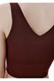 High Rip Waist Brown Crop Knitwear Top - 4