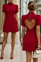 Women's short sleeve turtleneck dress with back heart detail - imported crepe - 4