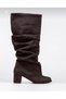 Pusi Smoked Suede Bellows-Heeled over the Knee Boots - 6
