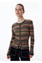 Openwork Knitted Blue-Green Color Gradient Cardigan