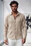 Men's Beige Muslin Linen Blended Shirt