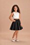 Girl's Satin Bow Detailed Mini Flared Skirt - 2