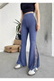 Women's Spanish Leg Slit Lace Detailed Scuba Leggings Trousers Zyn-58658