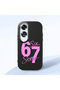 Oppo A60 Compatible Black Silicone Case with Number Six Seven Written Pattern, Shock Absorbing Camera Protection
