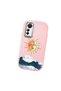 Mi 12 Lite Compatible Retro Style Sun Moon Sea Wave Pattern Shock Absorbing Camera Protected Pink Silicone Case - 3