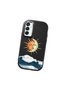 Samsung Galaxy M15 Compatible Retro Style Sun Moon Sea Wave Pattern Shock Absorbing Black Silicone Case with Camera Protection - 3
