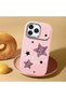 iPhone 17 Pro Compatible Leopard Pattern Stars Pattern Shock Absorbing Pink Silicone Case with Camera Protection - 2