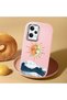 Poco X5 Pro 5g Compatible Retro Style Sun Moon Sea Wave Pattern Shock Absorbing Camera Protected Pink Silicone Case - 2