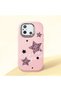 Redmi 12C Compatible Leopard Pattern Stars Pattern Shock Absorbing Pink Silicone Case with Camera Protection