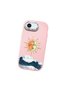 iPhone 16E Compatible Retro Style Sun Moon Sea Wave Pattern Shock Absorbing Camera Protected Pink Silicone Case - 3