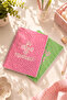 A4 Spiral Cardboard Cover Double-Sided Set of 2 Checkered Note School Notebooks - Pink Green