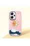 Redmi Note 13 Pro Plus+ 5g Compatible Retro Style Sun Moon Sea Wave Pattern Shock Absorbing Camera Protected Pink Silicone Case