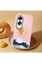 Oppo A60 Compatible Retro Style Sun Moon Sea Wave Pattern Shock Absorbing Camera Protected Pink Silicone Case - 2