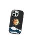 iPhone 12/12 Pro Compatible Retro Style Sun Moon Sea Wave Pattern Shock Absorbing Black Silicone Case with Camera Protection - 3