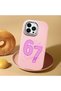 حافظة من السيليكون باللون الوردي متوافقة مع هاتف iPhone 14 Pro Max مع نمط مكتوب عليه رقم Six Seven وحماية للكاميرا ممتصة للصدمات - 2