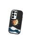Samsung Galaxy S25 Ultra Compatible Retro Style Sun Moon Sea Wave Pattern Shock Absorbing Black Silicone Case with Camera Protection - 3