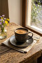 Luxury Striped Porcelain Coffee Cup Set - Cup Set with Saucers - 4