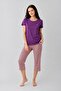 Premium Women's Crew Neck Modal Cotton Regular Fit Short Sleeve Capri Pajama Set - 2