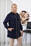 Plus Size Hooded Modal Fabric Cardigan with Piping Detail - 2