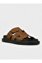 Women's summer flat slippers - 230 3186 - khaki suede - 2