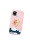 Realme C21 Compatible Retro Style Sun Moon Sea Wave Pattern Shock Absorbing Camera Protected Pink Silicone Case - 3