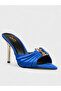 Women's summer 8cm thin heeled slippers - 230 56657-2 - sax blue satin - 2