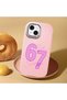 iPhone 15 Compatible Number Six Seven Written Pattern Shock Absorbing Camera Protected Pink Silicone Case - 3
