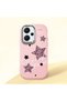 Redmi Note 13 Pro Plus+ 5g Compatible Leopard Pattern Stars Pattern Shock Absorbing Camera Protected Pink Silicone Case