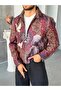 Pigeon Bordo Desen Premium Printed Design Zippered Jacket