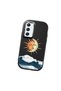 Samsung Galaxy A54 Compatible Retro Style Sun Moon Sea Wave Pattern Shock-Absorbing Black Silicone Case with Camera Protection - 3