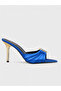 Women's summer 8cm thin heeled slippers - 230 56657-2 - sax blue satin