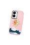 Vivo Y16/Y02S Compatible Retro Style Sun Moon Sea Wave Pattern Shock Absorbing Camera Protected Pink Silicone Case - 3