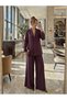 Women's Lace-Up Classic Jacket and Wide-Leg Comfortable Cut Pants Set - 4