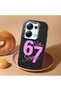 Redmi Note 13 Pro 4g Compatible Black Silicone Case with Number Six Seven Written Pattern and Shock Absorbing Camera Protection - 3