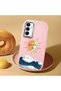 Pink Silicone Case for Samsung Galaxy A15 4G/5G Compatible with Retro Style Sun Moon Sea Wave Pattern Shock Absorbing Camera Protection - 2