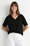 Pack of 2 V-Neck Oversize Knitted T-Shirts Lzv0085 Black Ecru - 3