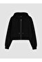 Ozmarka New Season Black Hooded Women's Zippered Sweatshirt - 5