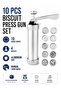 Biscuit Press Gun 10 Pcs Set | Aluminium Cookie Maker With 20 Cookie Shapes | Manual Cookie Press For Biscuits Icing Decorating Baking - 3