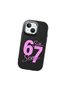 iPhone 13 Mini Compatible Black Silicone Case with Number Six Seven Written Pattern, Shock Absorbing Camera Protection - 3