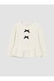 Lcw Kids Ecru Crew Neck Bow Detailed Girls T-Shirt