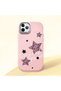 iPhone 11 Pro Compatible Leopard Pattern Stars Pattern Shock Absorbing Pink Silicone Case with Camera Protection