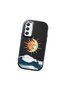 Samsung Galaxy A34 Compatible Retro Style Sun Moon Sea Wave Pattern Shock-Absorbing Black Silicone Case with Camera Protection - 3
