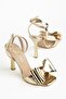 Zri̇n-48 Exclusive Gold Ankle Strap Bowknot Thin Heel Shoes 10.5 cm - 5