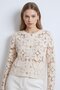 Beige Lace Embroidered Gold Button Standard Size Women's Cardigan/Jacket - 2