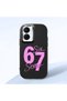 Vivo Y16/Y02S Compatible Number Six Seven Written Pattern Shock Absorbing Camera Protected Black Silicone Case