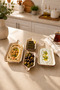 Kabak Series 4 Piece Ceramic Rectangular Breakfast Appetizer Olive Bowl Snack Bowl Set - 3